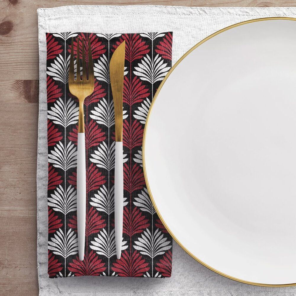 NWT Porter Anna- Red & Black Cotton Napkin 4-set, Deco